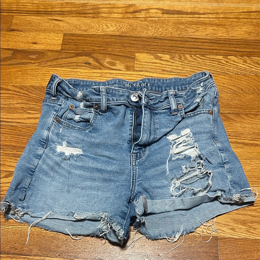 American Eagle Outfitters Light Blue Distressed Jean Shorts